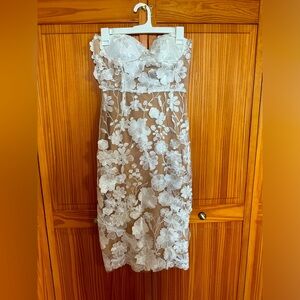 NWT White and nude floral strapless dress from Catchall